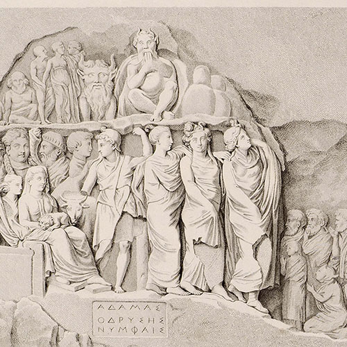18th century carving of the relief of the Nymphs